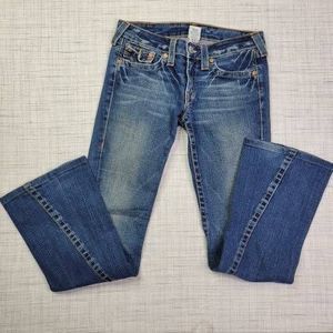 True Religion Women's Joey Distressed Flared Jeans In Blue Size 30